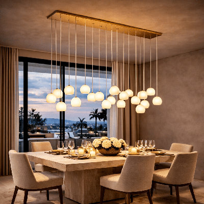 Nivora Cluster Globe Linear Marble Chandelier