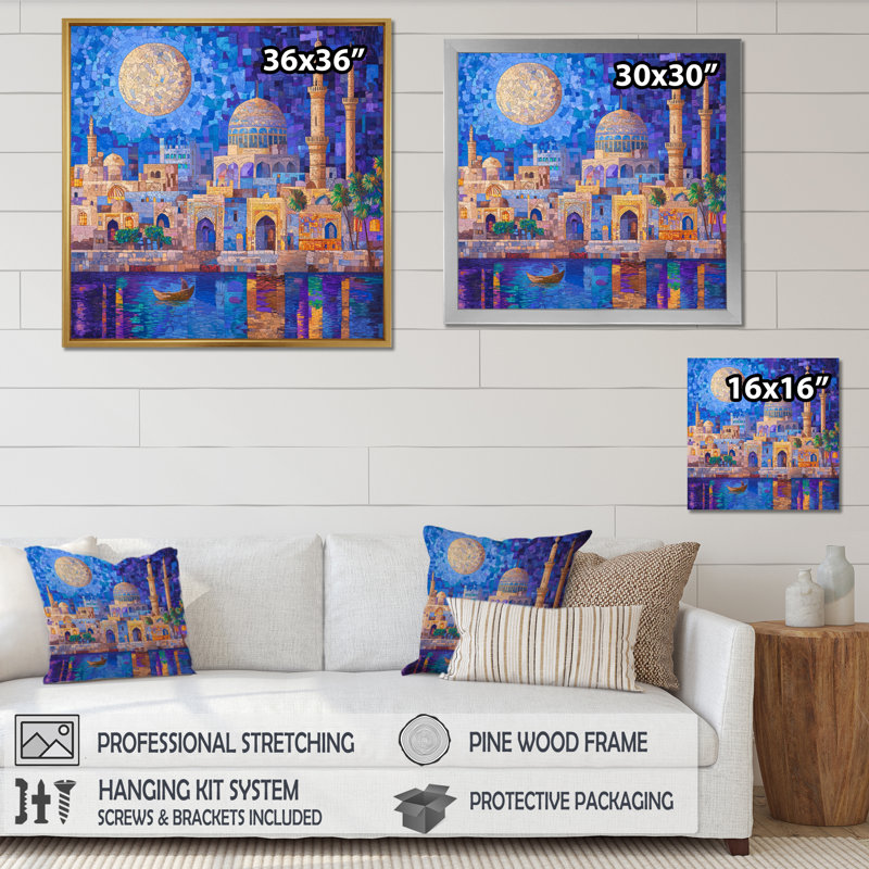 «Bagdad Nights pendant le Ramadan II», reproduction d'art sur toile, H 16 po x l 16 po, Blanc