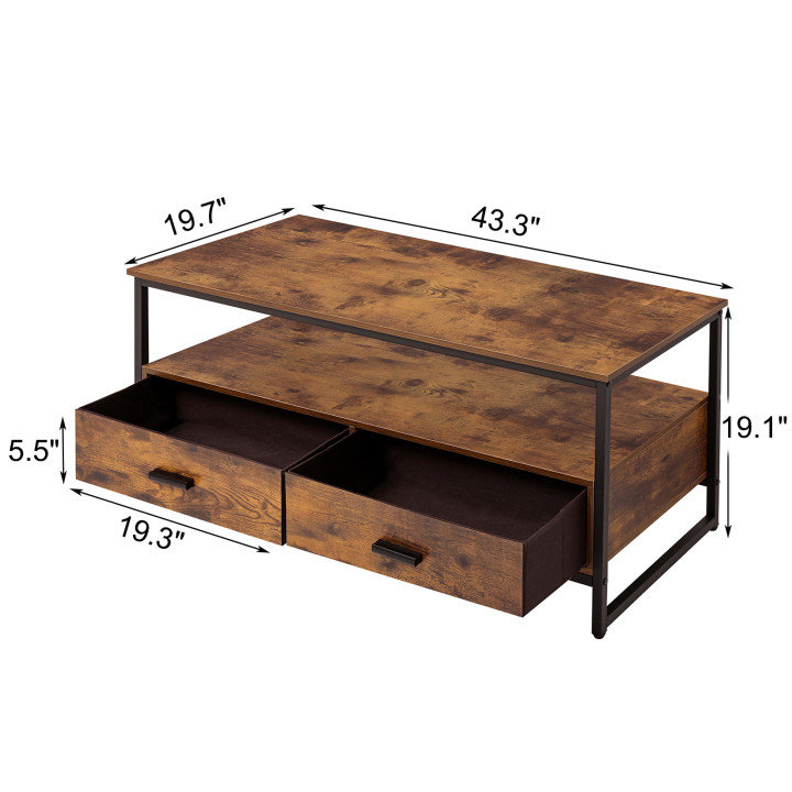 Table basse avec rangement de style traîneau