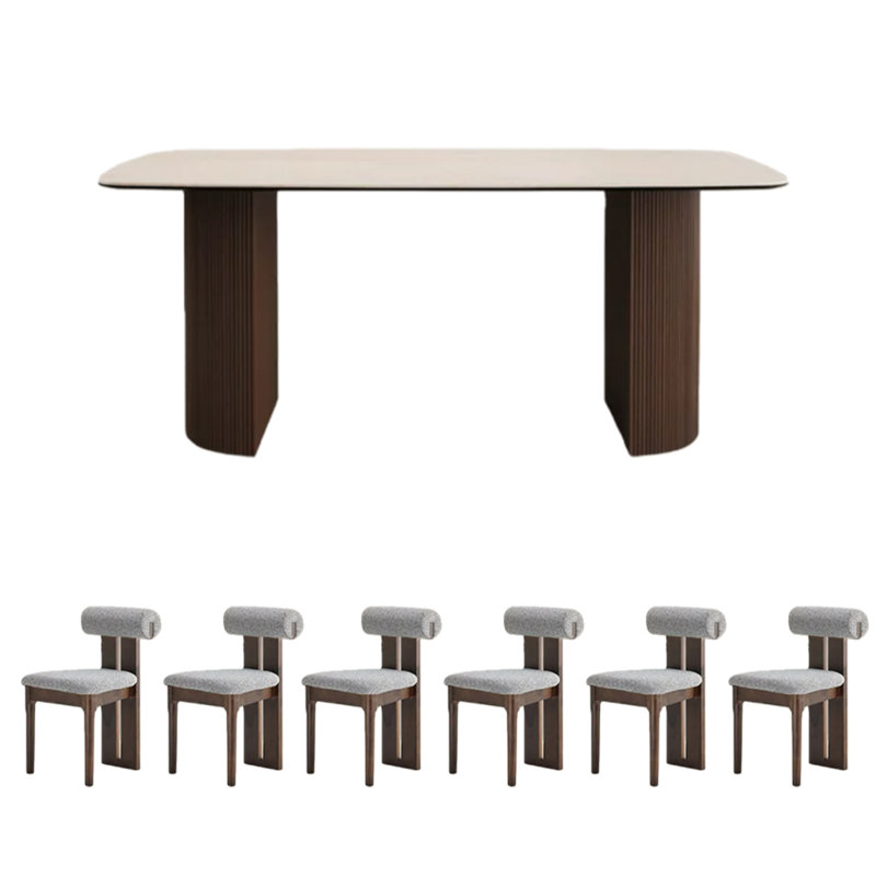 Amico, 7 pièces : table, 6 chaises, Tanné