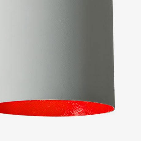 1 - Light Chrome Single Pendant, Grey/Red