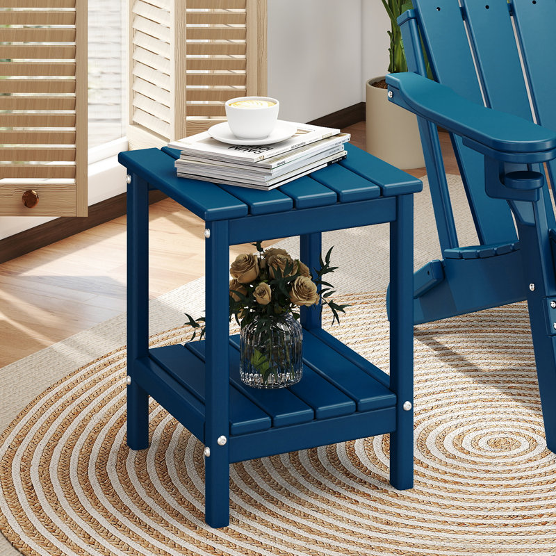2-tier 14x13in HDPE Outdoor Adirondack Table, Blue