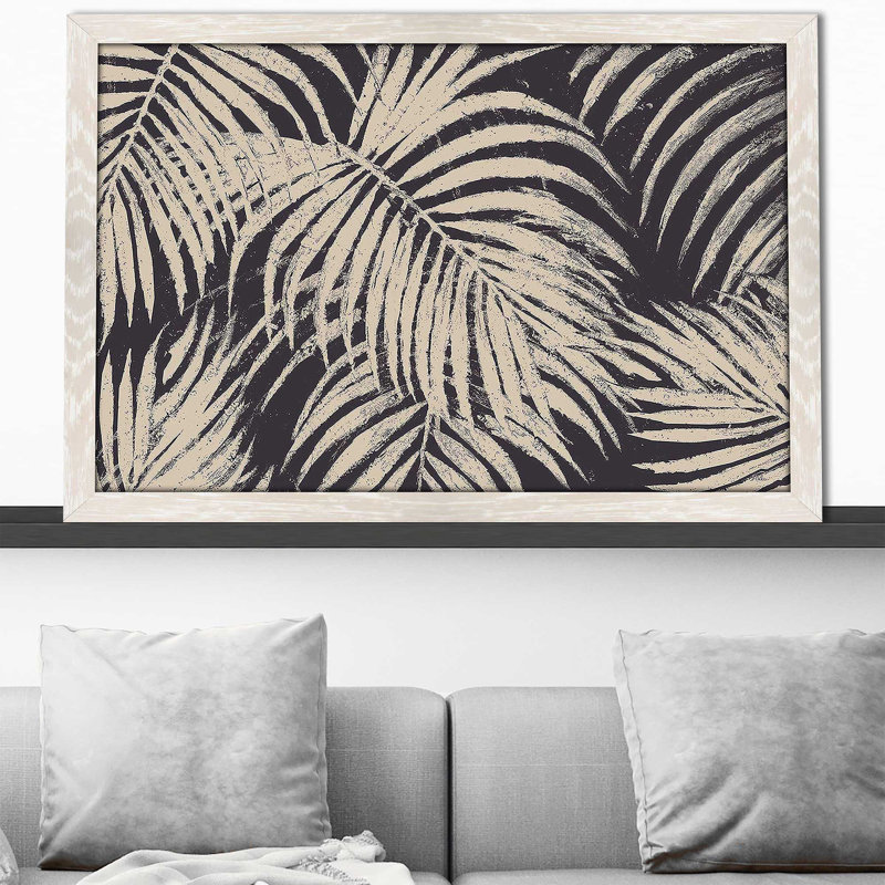 «Windy Beige Palmas» par Patricia Pinto - impression, Cadre crème délavé, H 27,5 po x l 39,5 po x P 0,75 po