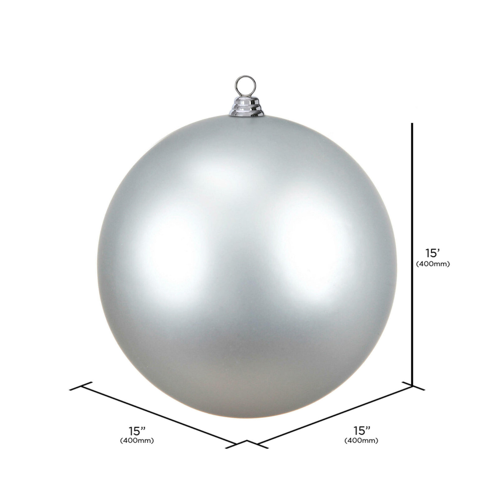 Shatterproof Bauble, 15.75" H x 15.75" W x 15.75" D, Silver