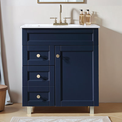 Taziyah 30" Modern Free-standing Single Bathroom Vanity Set With Ceramic Top