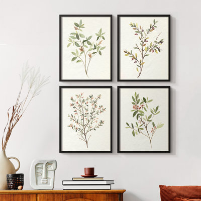 «Simple Sprig I», ensemble de 4 reproductions encadrées