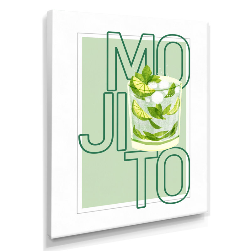 Mojito Traditional Cuban Punch III - Art mural cocktails, Toile tendue, H 44 po x l 34 po x P 1,5 po