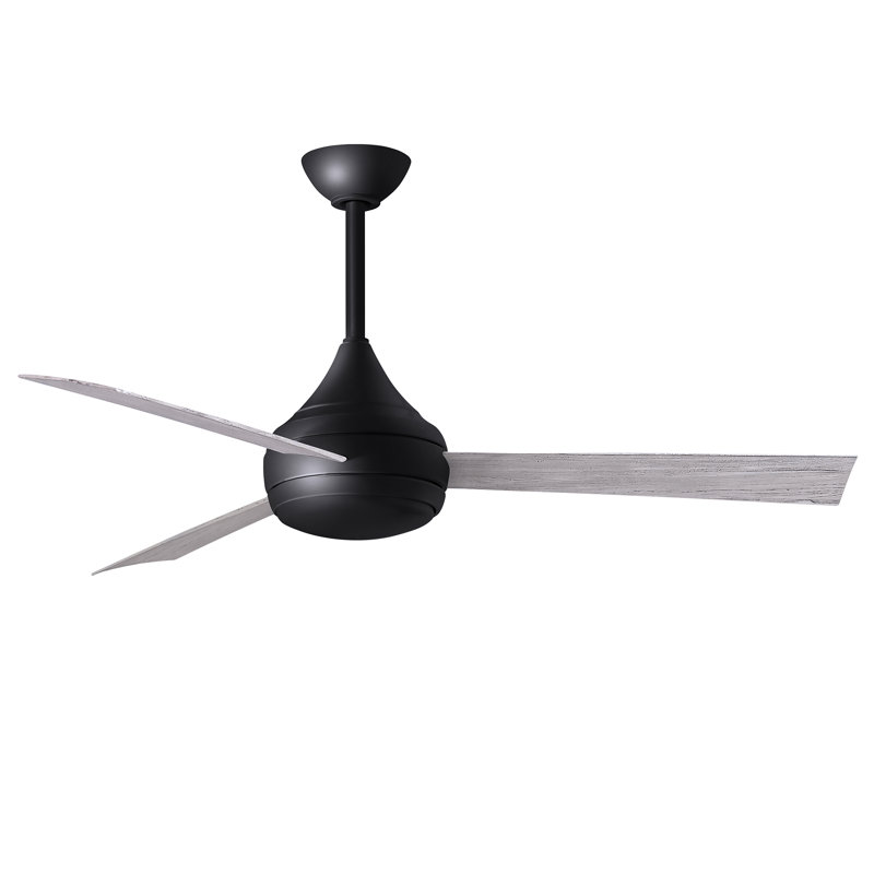 Donaire LED Outdoor Downrod Ceiling Fan, Matte Black, Barn Wood Tone