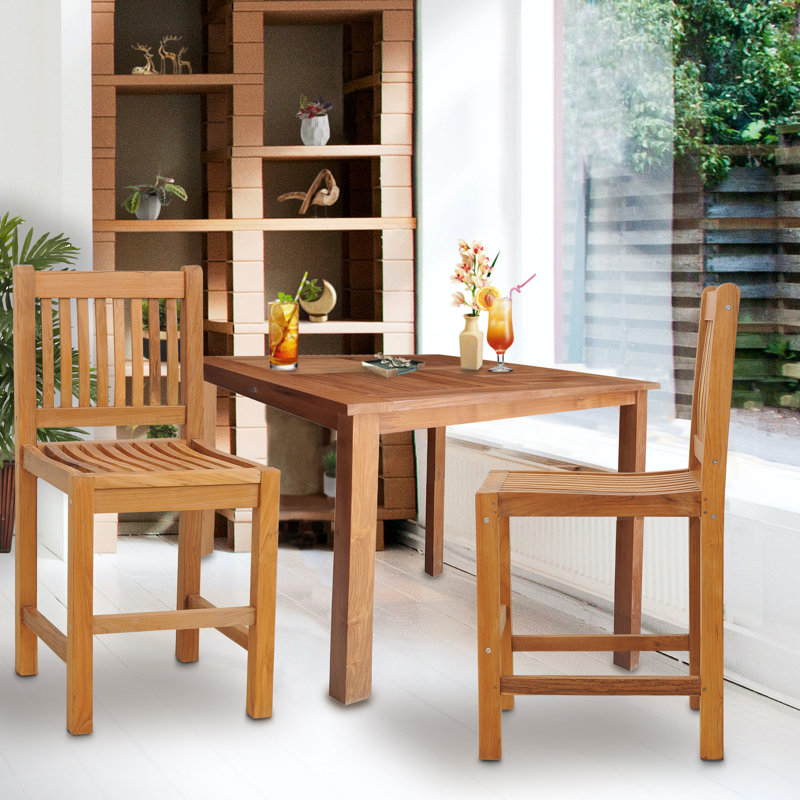 Elzas Outdoor Teak Bar Stool, 24.5"