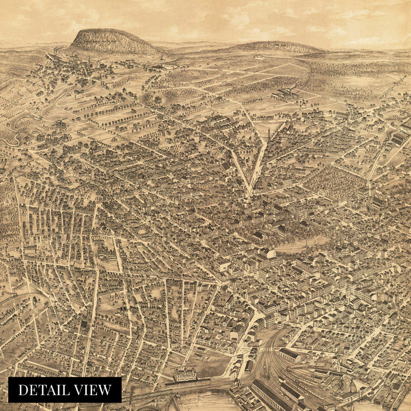 1879 New Haven, Connecticut, carte sur papier, H 24 po x l 36 po