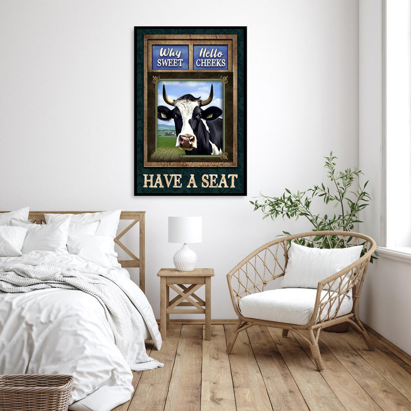 «Emree Cow Have A Seat 2», impression sur toile, H 36 po x l 24 po x P 1,25 po