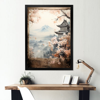 Pink Floral Vintage Japanese Panorama II - Japan Wall Art