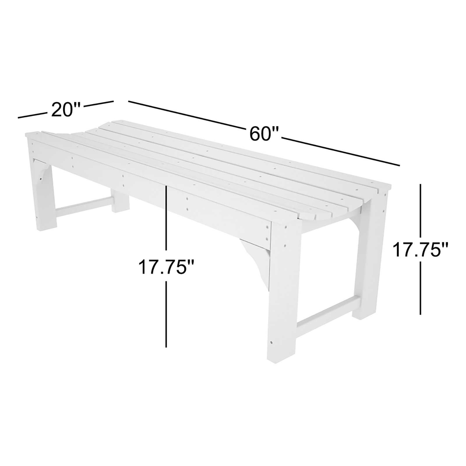 POLYWOOD® Traditional Garden Picnic Bench, Slate Gray, 60"