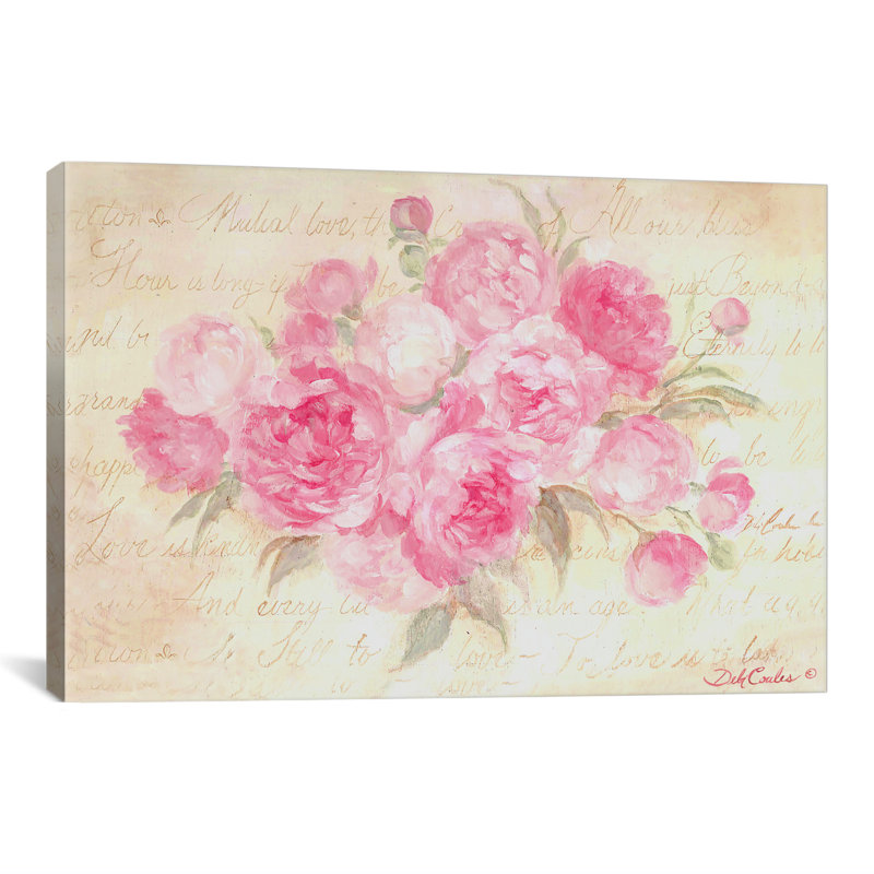 «Peony Passion», reproduction sur toile, Papier d'art encadré noir, Blanc, H 16 po x l 24 po x P 1 po