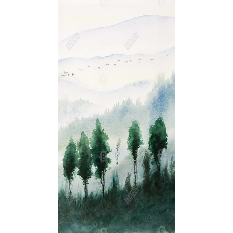 Paysage à l'aquarelle - Toile encadrée pour la décoration intérieure