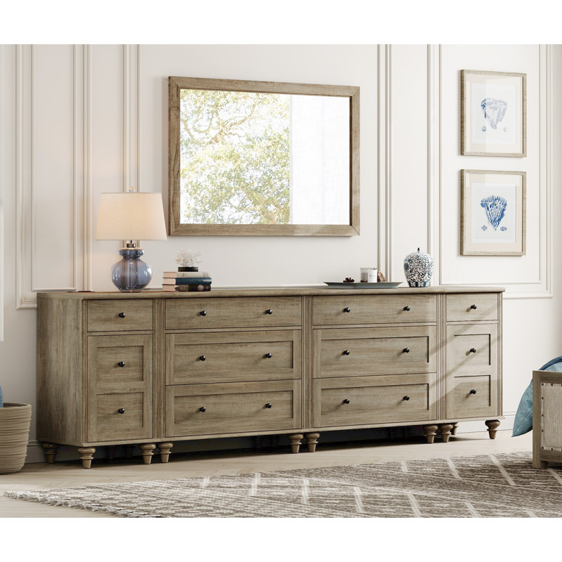 Commode 8 tiroirs Scarlett, Gris délavé / gris délavé