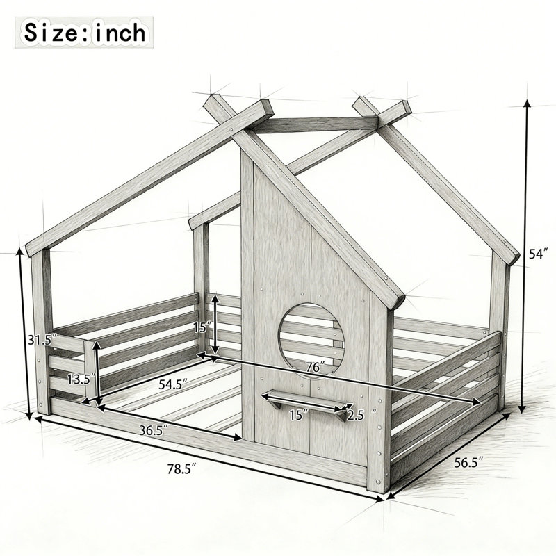Floor Bed with Window and a Small Shelf