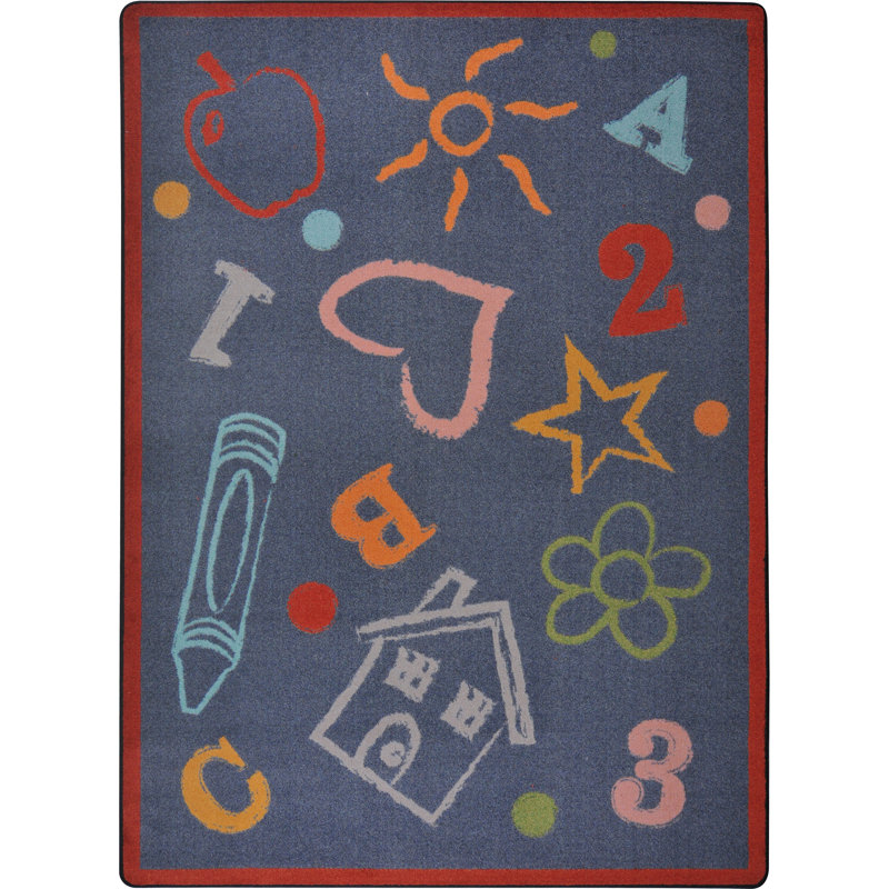 Playful Patterns Kids Art Area Rug, Rectangle 3'10" x 5'4", Chalkdust