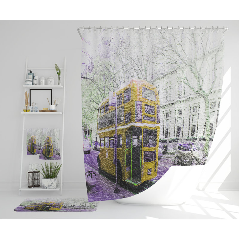 Niliyah Polyester Shower Curtain Set, Yellow