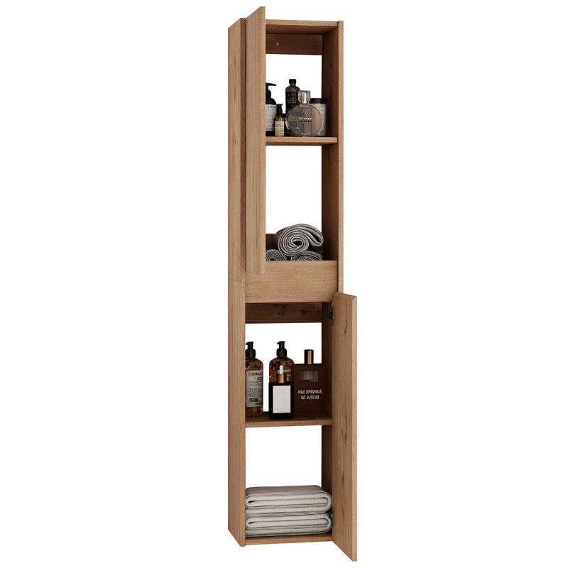 Armoire latérale de salle de bain 12 po, 2 portes à fermeture douce, conception à fixation flottante