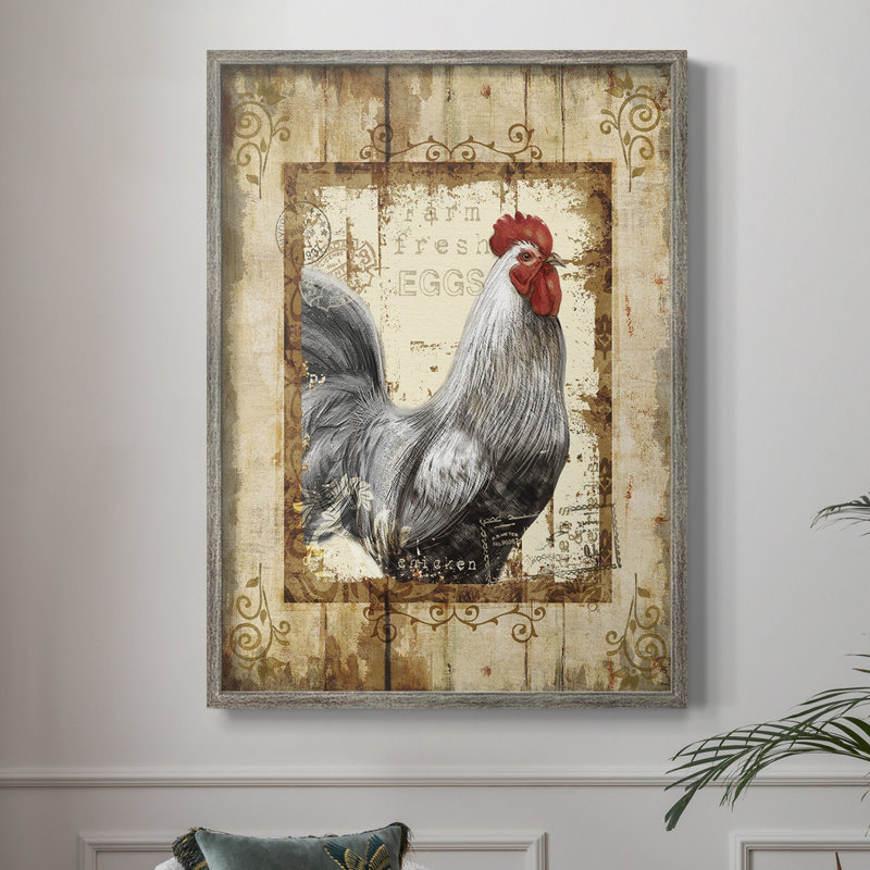 «Farm Fresh Rooster», reproduction encadrée - bois massif, H 30 po x l 24 po