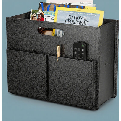Magazine Holder Stable Magazine Rack Floor, Foldable PU Leather Newspaper Book Storage Basket Box, Upgraded Magazine File Folder Organizer Free Standi