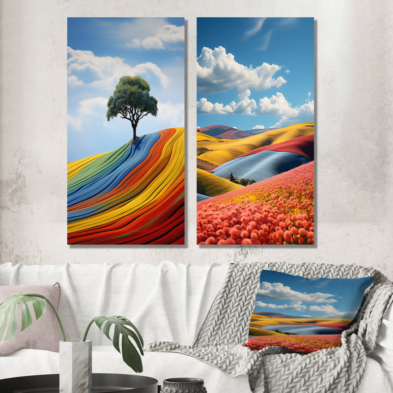 «Landscape Chromatique Symphony», 2 pièces, Toile tendue, H 32 po x l 32 po