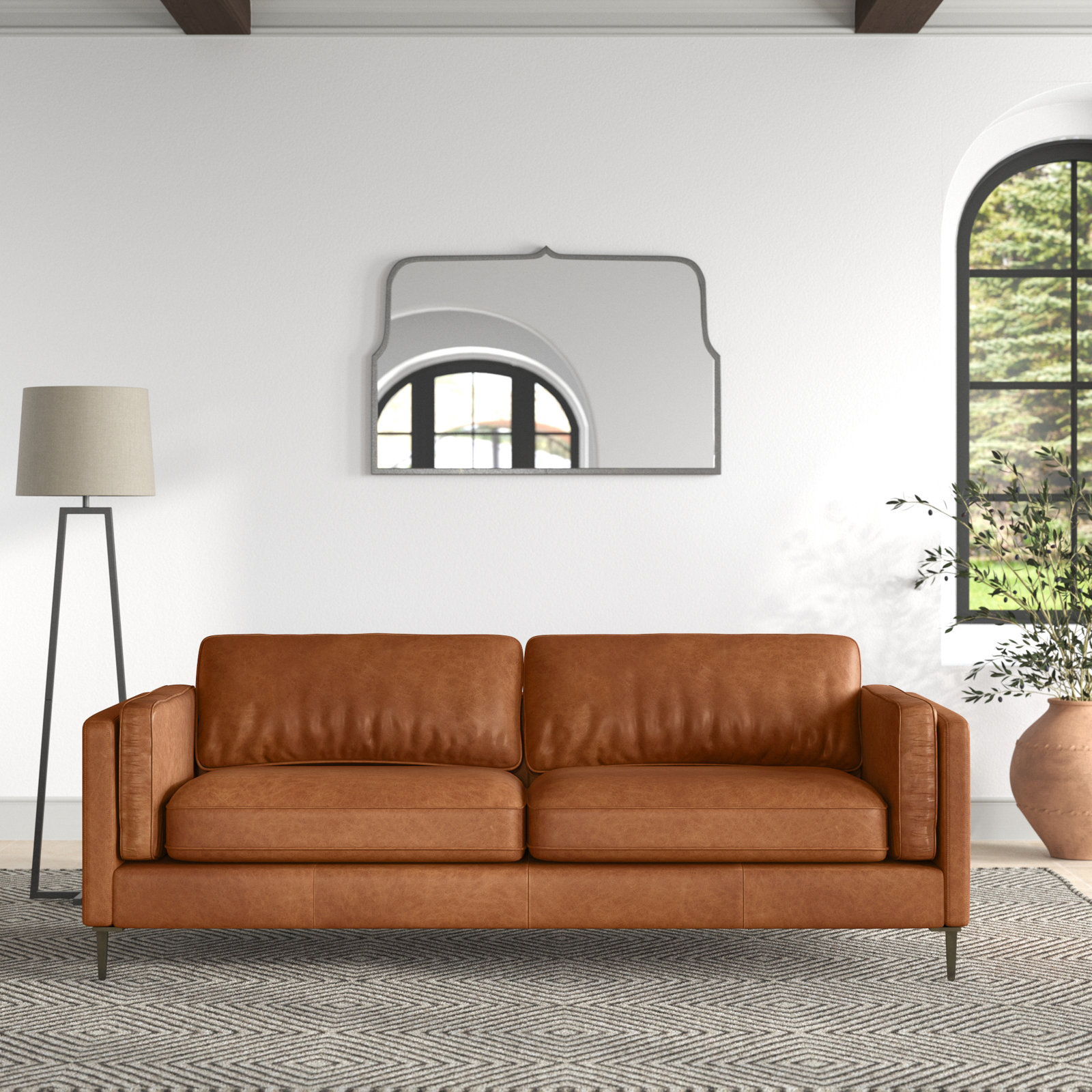 Menades 84'' Upholstered Sofa, 31" H x 84" W x 36" D, Sonoma Butterscotch Top Grain Leather