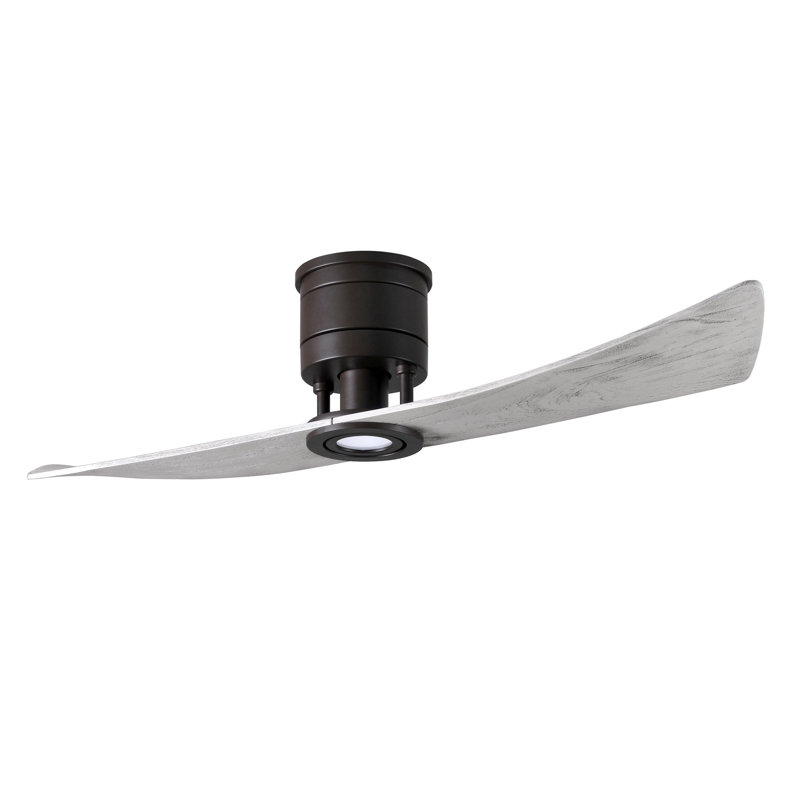 Ventilateur de plafond encastré à 2 pales 52 po avec éclairage DEL Lindsay, Bronze texturé, Ton bois de grange