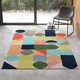 Glory Geometric Handmade Tufted Wool Blue/Green/Light Orange Area Rug