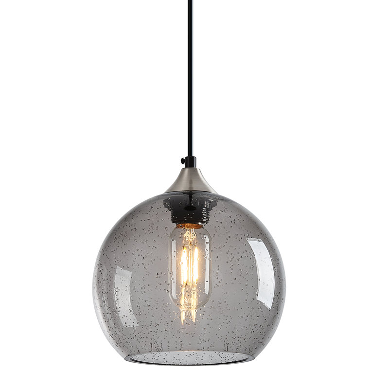 Luminaire suspendu moderne à 1 lumière pour îlot de cuisine Aarunya, H 7,08 po x l 7,87 po x P 7,87 po, Gris