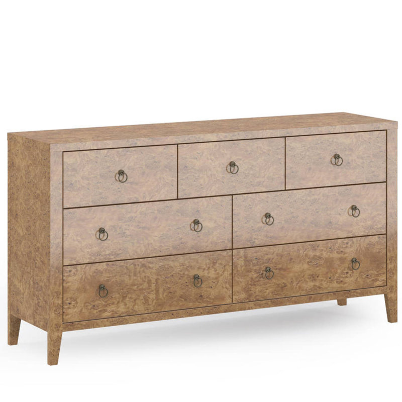 Dorne Modern High Gloss Burl 7-drawer Dresser, Brown, Brown