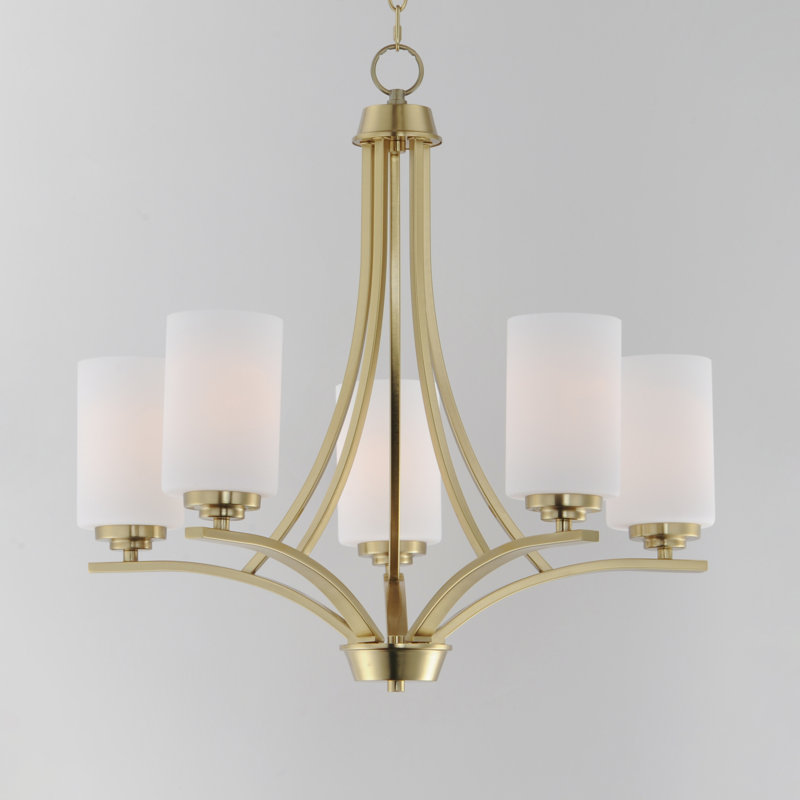 Lustre à 5 lumières Deven, Laiton satiné