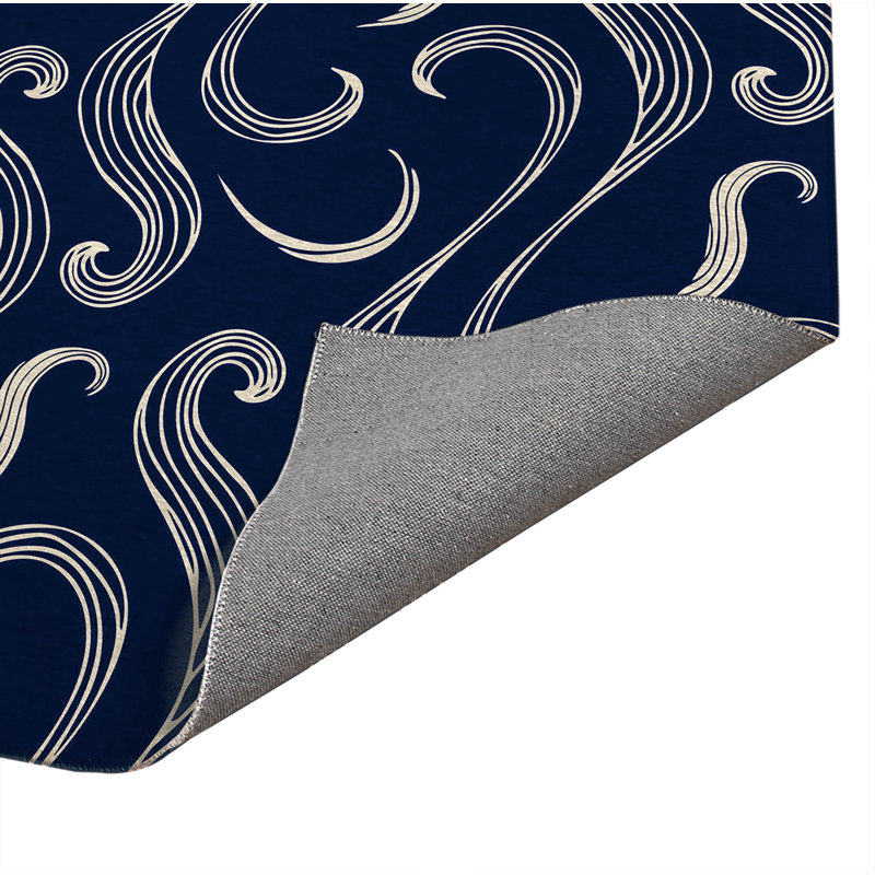 Ocean Current Low Profile Kitchen Mat, Deep Navy, Rectangle 3' x 5'