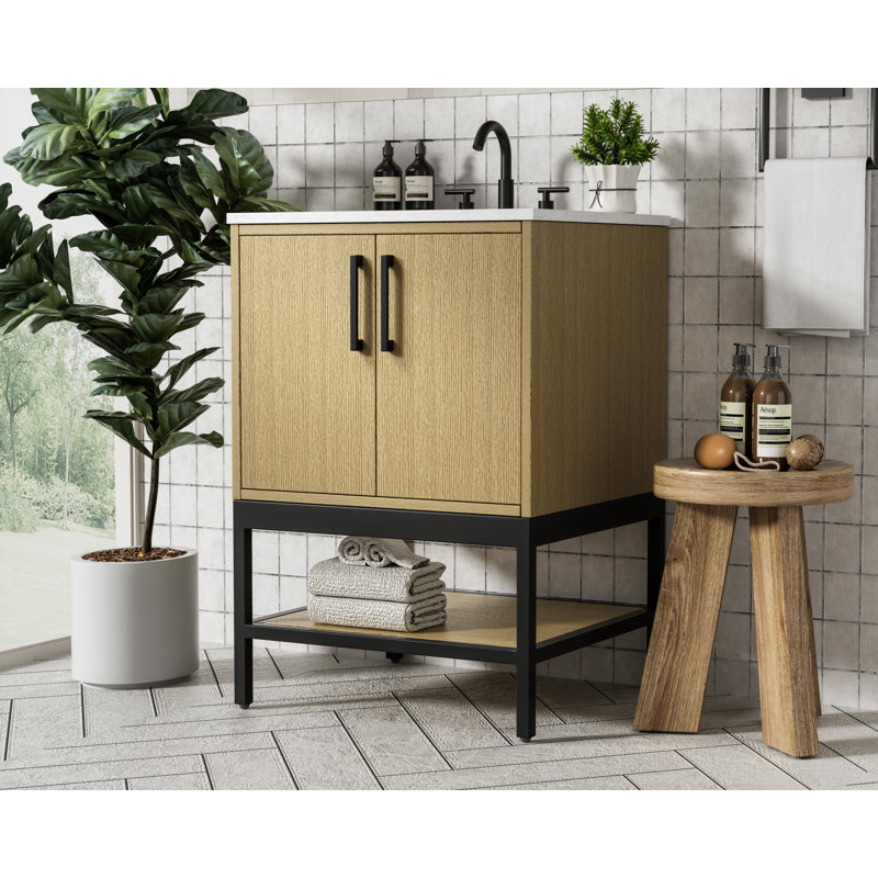 Meuble-lavabo simple 24 po, Brun miel