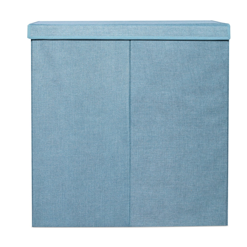 BirdRock Laundry Hamper with Lid and 2 Removeable Bags - 13Gal Collapsible Dirty Laundry Basket (Light Blue), Light Blue