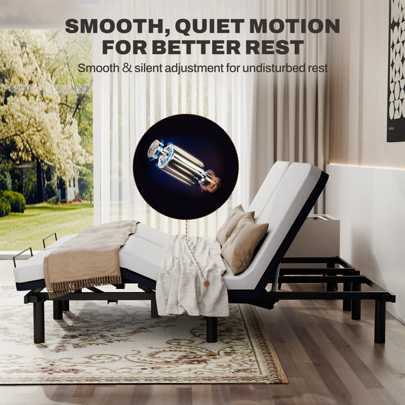 Boltz Adjustable Bed Frame with Head & Foot Lift & Corded Remote Control, Split King
