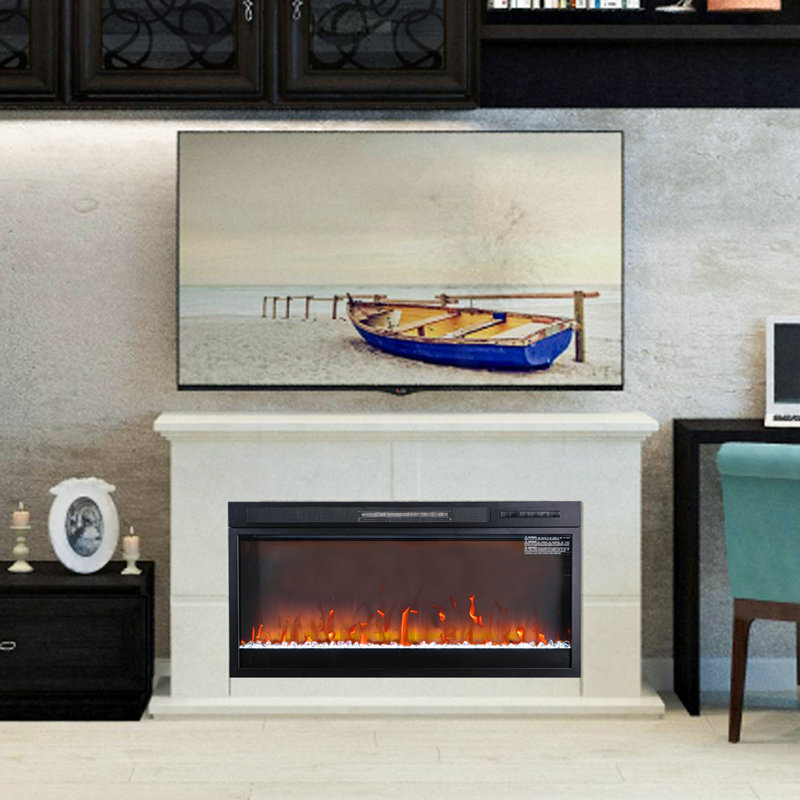 36" Recessed or Wall Mounted Electric Fireplace Insert, Timer, 1400W, Remote Control