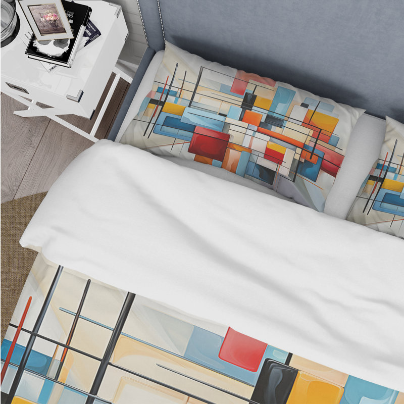 Ensemble de housse de couette à motif géométrique abstrait III - Geometric Abstraction Composition
