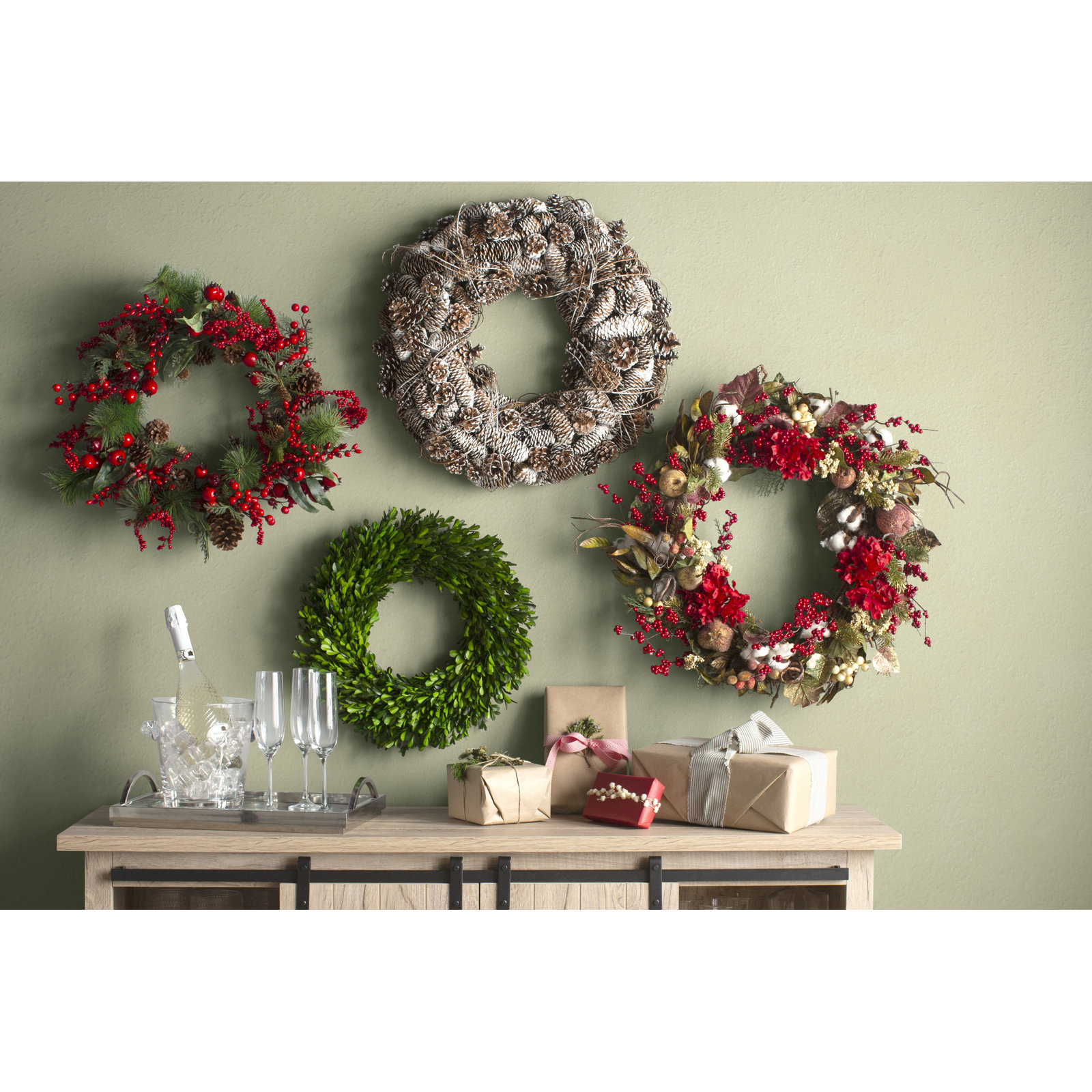 Birch Lane™ Alby 31" Boxwood Wreath, 16" H x 16" W x 2.75" D