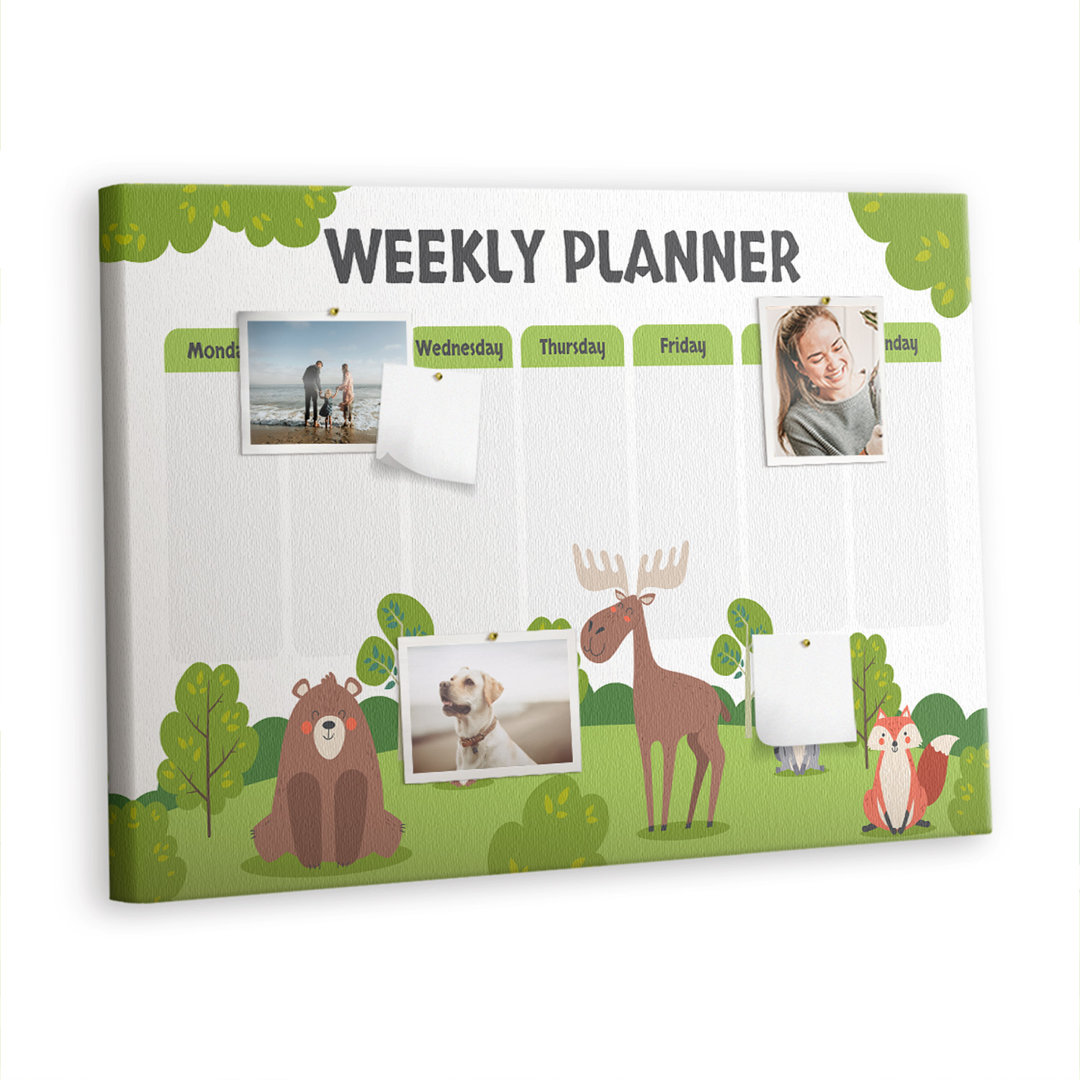 Bernarda Wall Mounted cork board with print wall art pin boards home office bulletin  School week planner