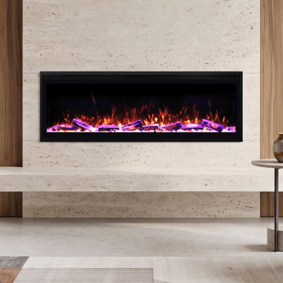 Foyer électrique intelligent encastré et mural de 42 po avec 13 couleurs de flammes, écran tactile et télécommande et contrôle Alexa et App, niveaux de chauffage et de luminosité réglables, minuterie, protection contre la surchauffe, 5100 BTU