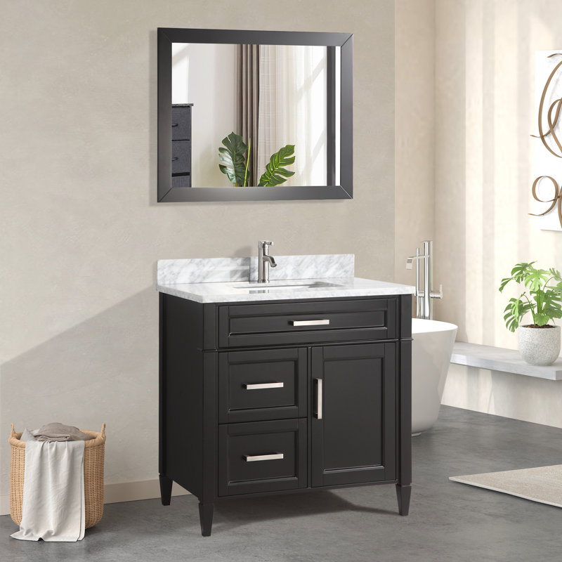 Ensemble de meuble-lavabo simple 36 po avec miroir Lachine, Espresso