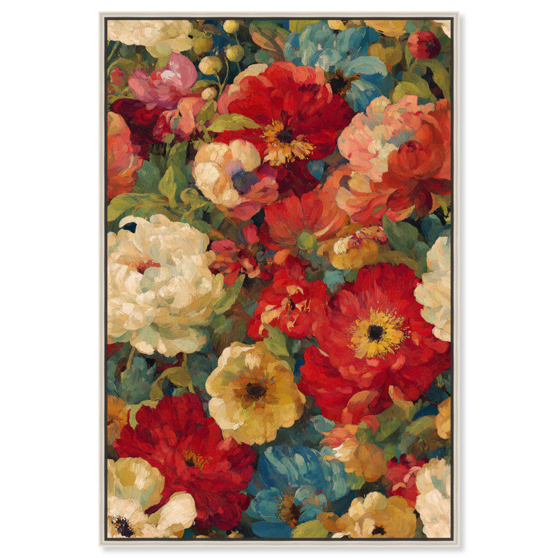 Art de paysage floral sur toile Garden Tapestries II par Art Remedy, H 55 po x l 37 po, Cadre flottant, Argent argent