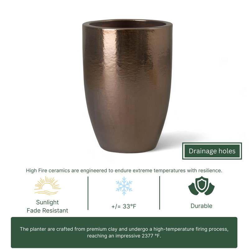 Zylynn Handmade Ceramic Planter, 26" H x 18" W x 18" D