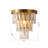 Transitional 1-Light Satin Brass Wall Sconce With Clear Hanging Crystals