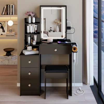 Ensemble de meuble-lavabo 29,2 po avec tabouret de chevet et tabouret