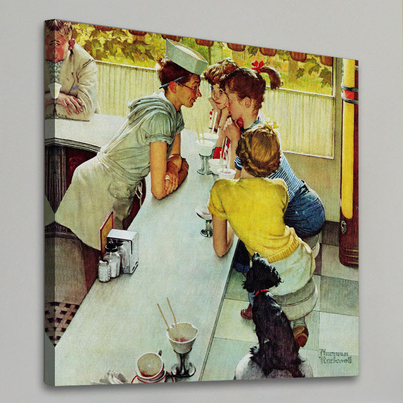 Soda Jerk by Norman Rockwell - Wrapped Canvas Painting, 46 cm H x 46 cm W