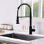 Luminaire de cuisine noir sans contact - Robinet intelligent automatique, mains, robinet en céramique, laiton, robinet froid intelligent, noir, design élégant-1572438597
