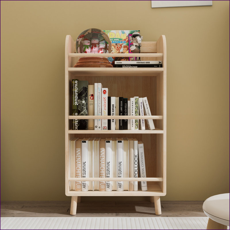 Bibliothèque, style campagne moderne en bois de pin massif à 3 niveaux, l 19,69 po x H 36,61 po | Bois naturel | Pin